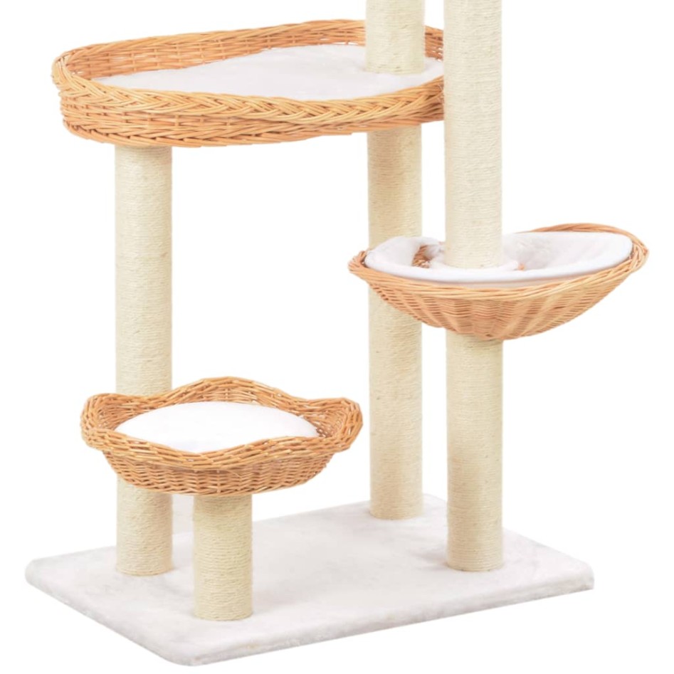 Rascador para gatos con poste de sisal madera natural de