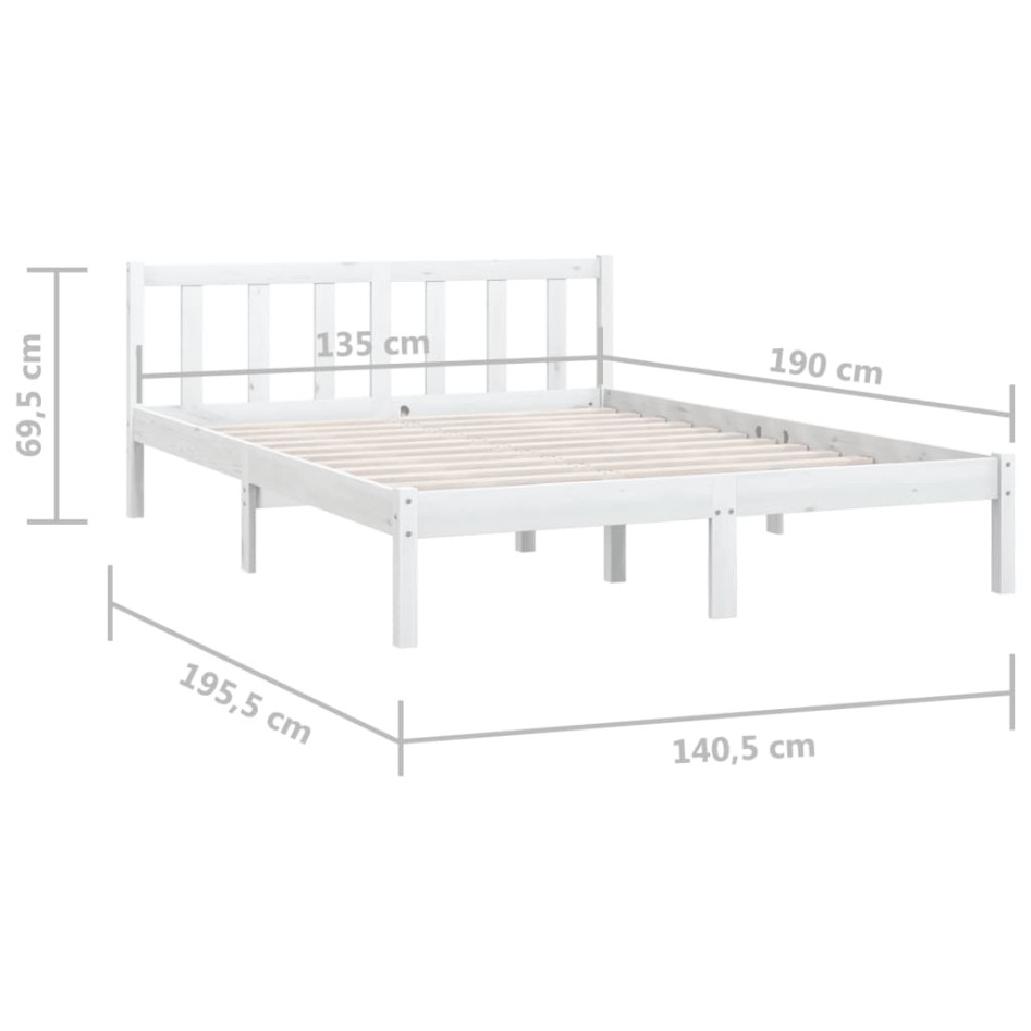 Estructura de cama doble sin colchón madera maciza