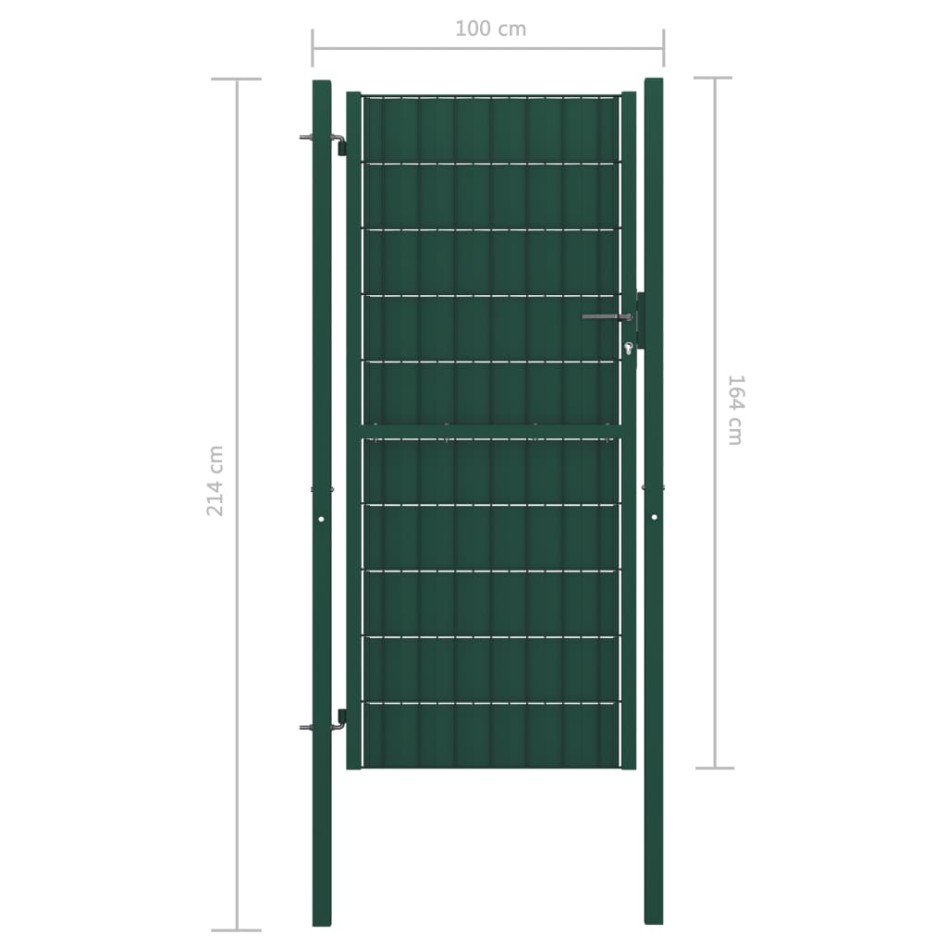 Puerta de valla de PVC y acero verde 100x164
