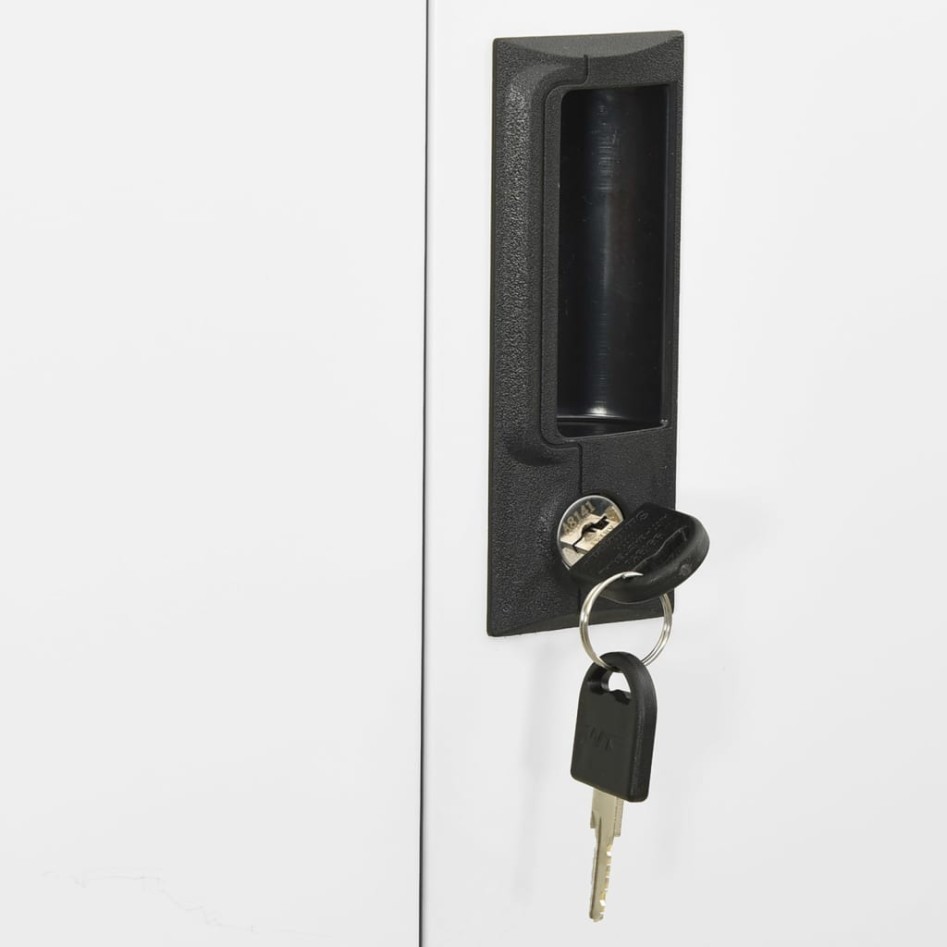 Armario oficina acero vidrio templado blanco 90x40x180