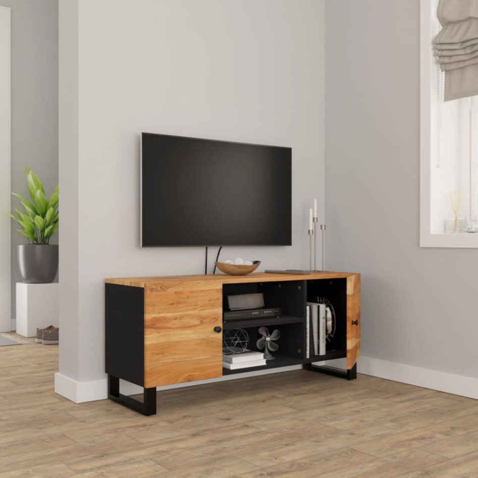 Mueble de TV madera maciza de acacia 105x33x46
