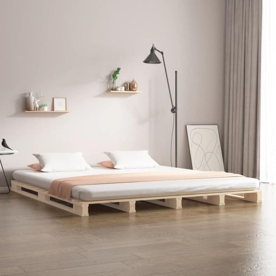 Cama de palets madera maciza de pino 120x200