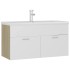 Mueble con lavabo madera de ingeniería blanco y roble