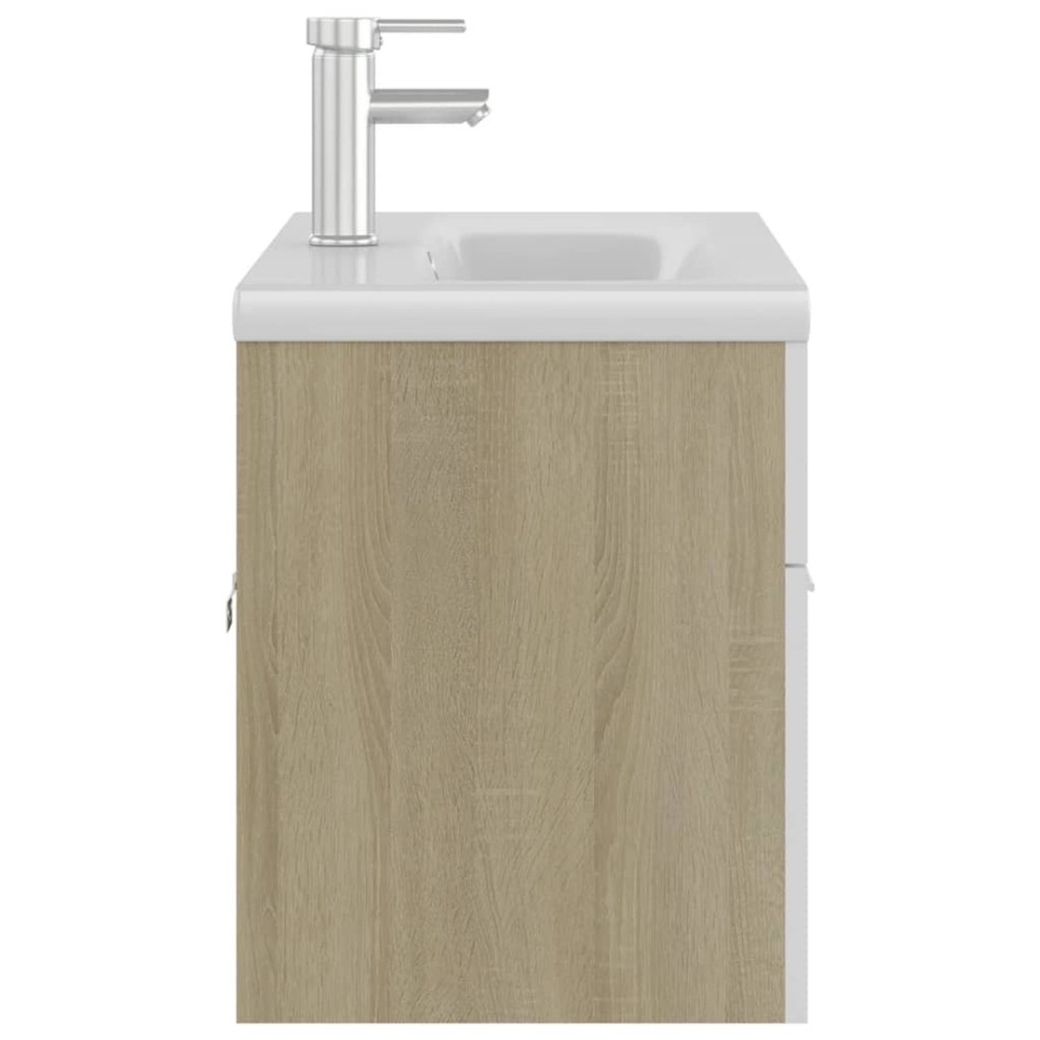 Mueble con lavabo madera de ingeniería blanco y roble