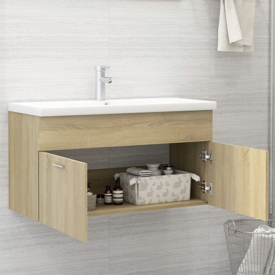 Mueble con lavabo madera de ingeniería roble