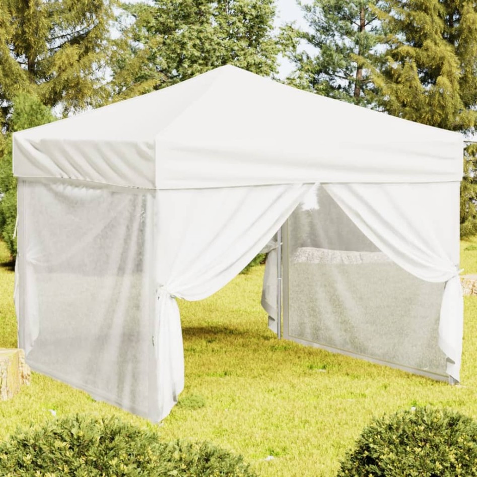 Carpa para fiestas plegable con paredes laterales blanca 3x3