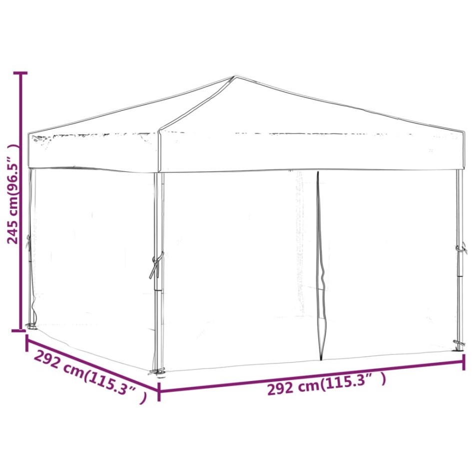 Carpa para fiestas plegable con paredes laterales blanca 3x3