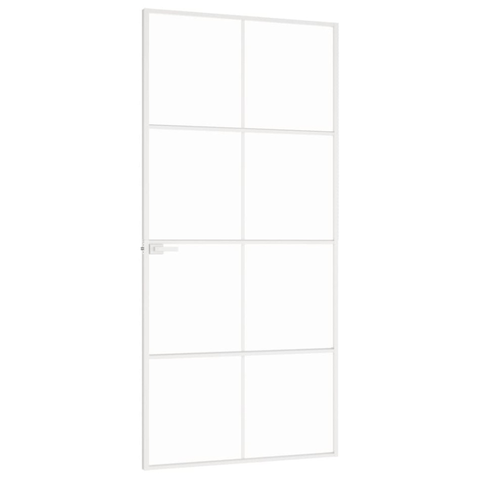 Puerta de interior vidrio templado y aluminio blanco