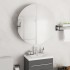 Armario de baño con espejo redondo y LED roble 54x54x17,5