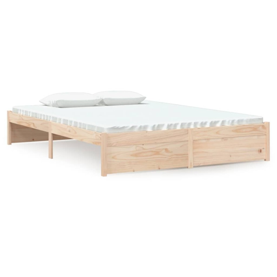 Estructura de cama doble sin colchón madera maciza 135x190
