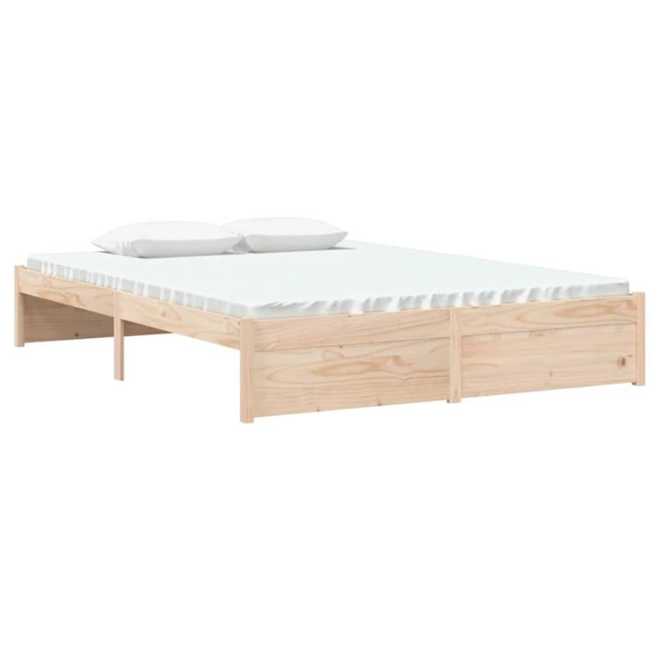 Estructura de cama doble sin colchón madera maciza 135x190