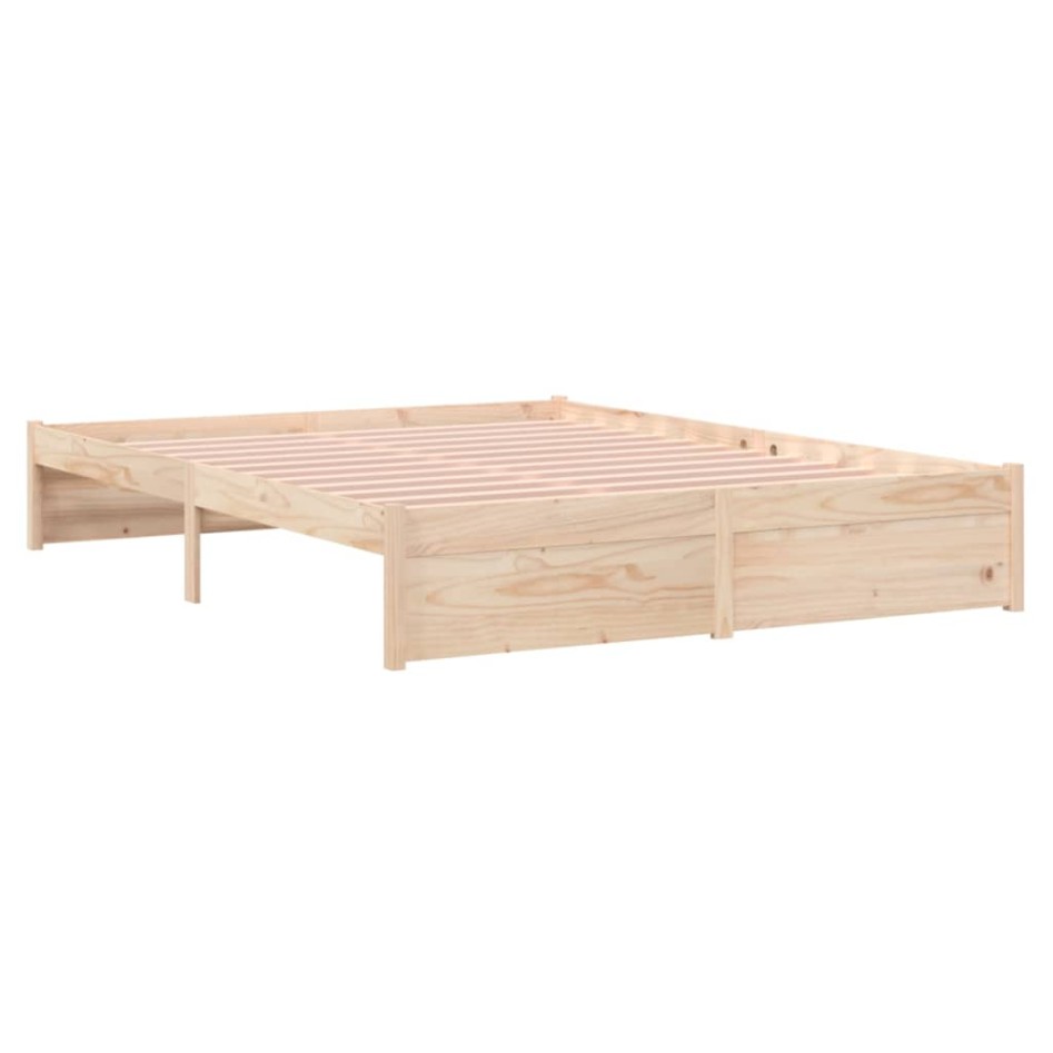 Estructura de cama doble sin colchón madera maciza 135x190