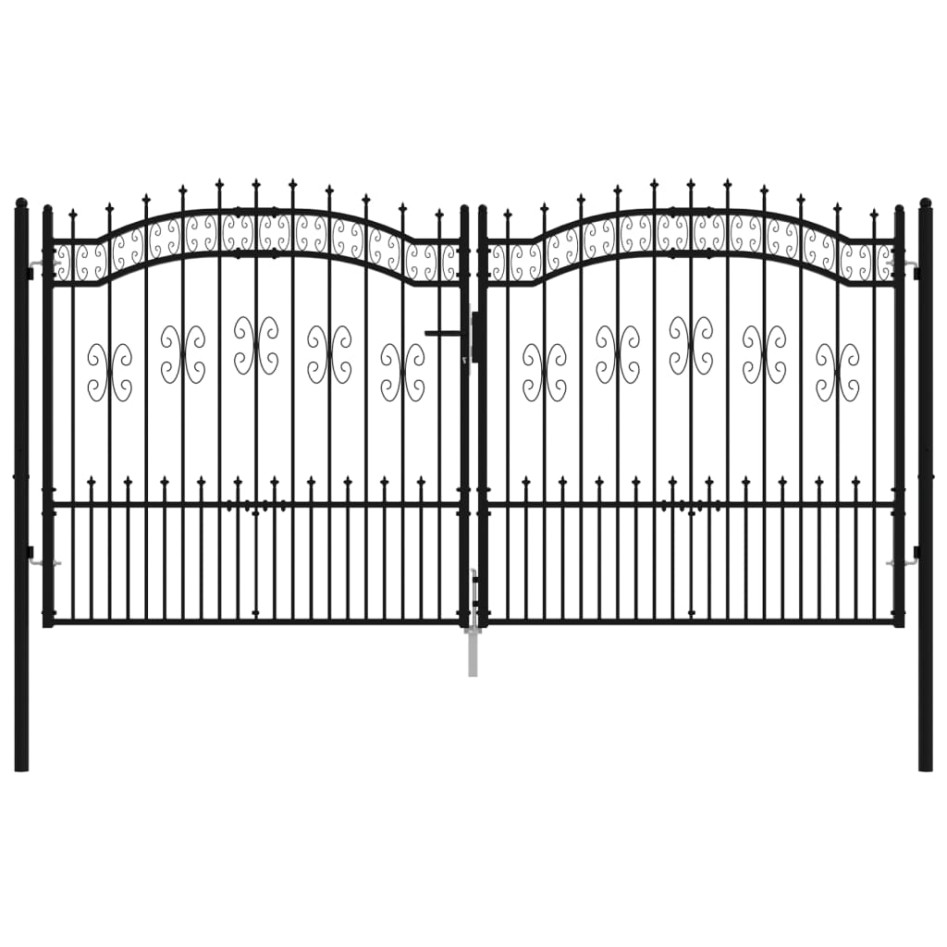 Puerta de valla punta lanza acero recubierto negro