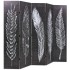 Biombo divisor plegable 200x170 cm plumas blanco y