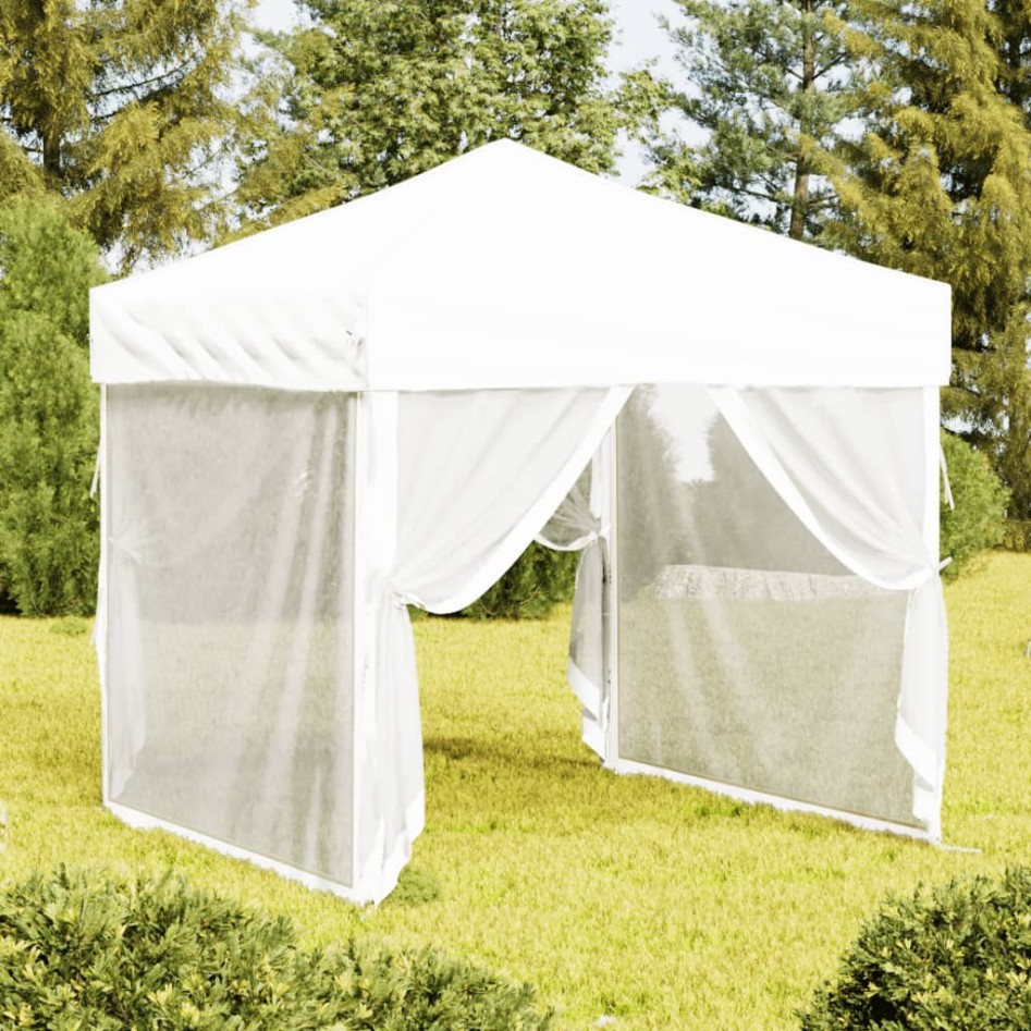 Carpa para fiestas plegable con paredes laterales blanca 2x2