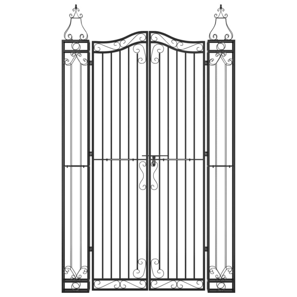 Puerta de jardín de hierro forjado negro 121x8x200