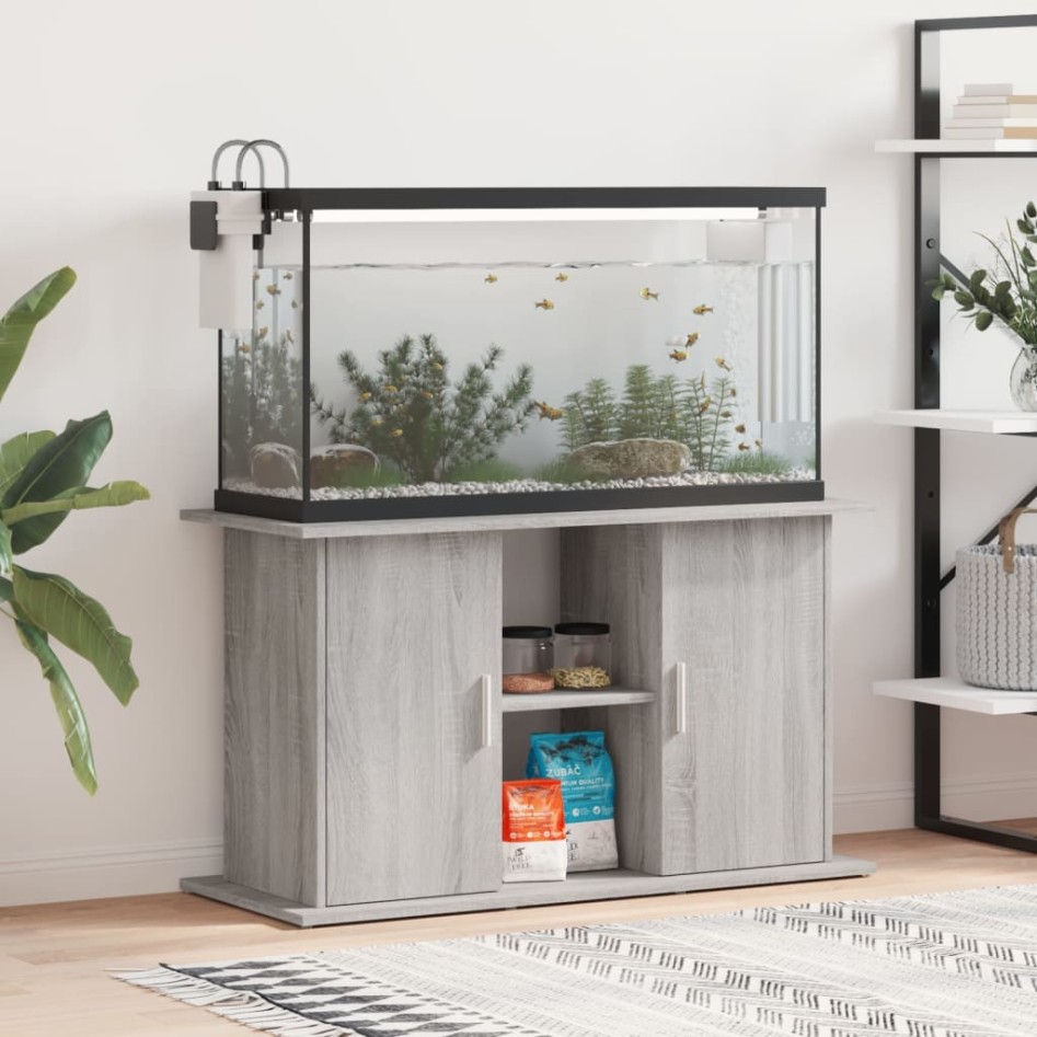Soporte para acuario madera ingeniería gris Sonoma 101x41x58