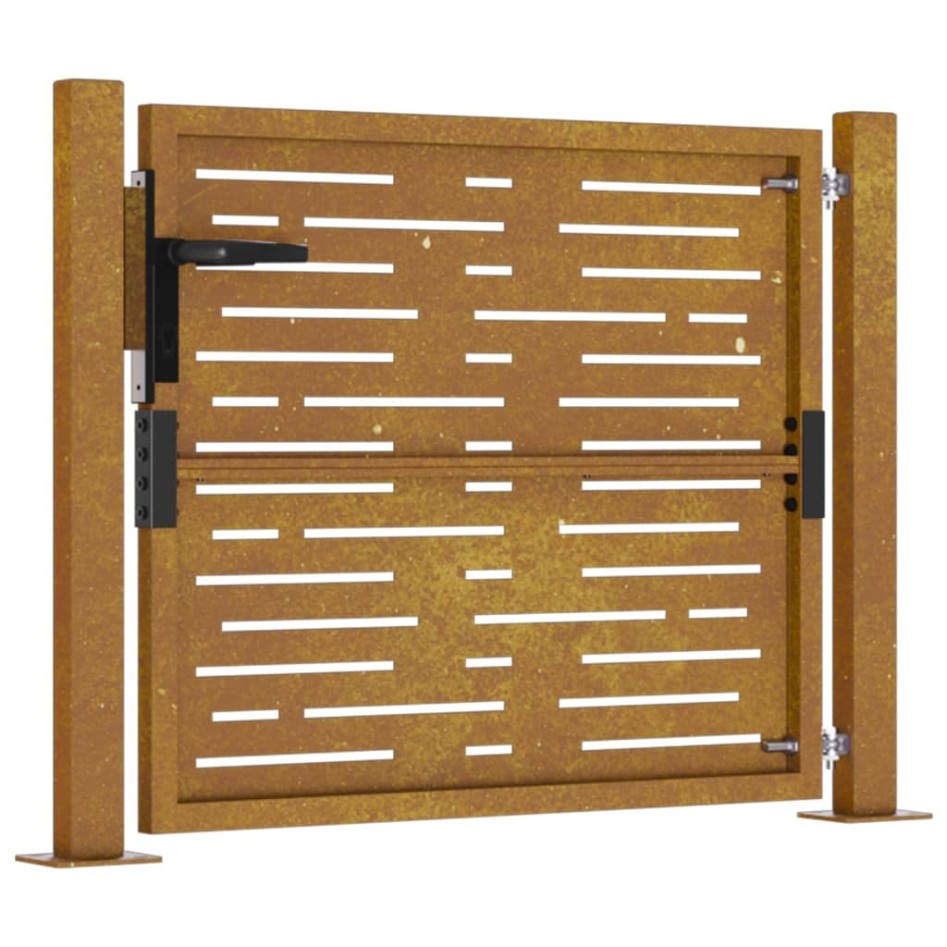 Puerta de jardín acero corten diseño cuadrado 105x105