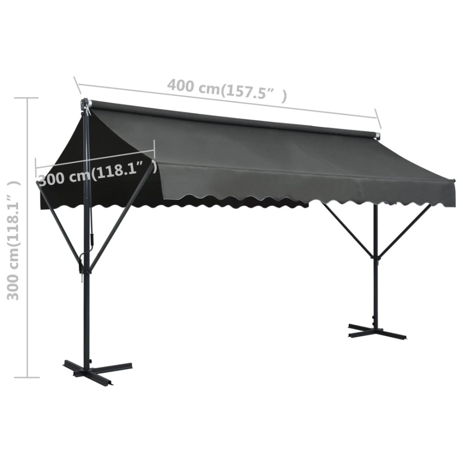 Toldo de pie independiente gris antracita 400x300