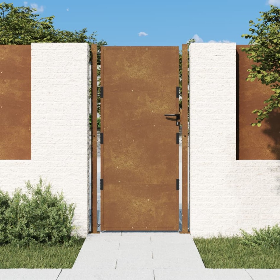 Puerta de jardín acero corten 105x205