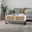 Mesa de centro hierro y madera contrachapada blanco 80x40x35 cm