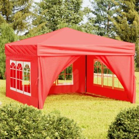 Carpa para fiestas plegable con paredes laterales rojo 3x3