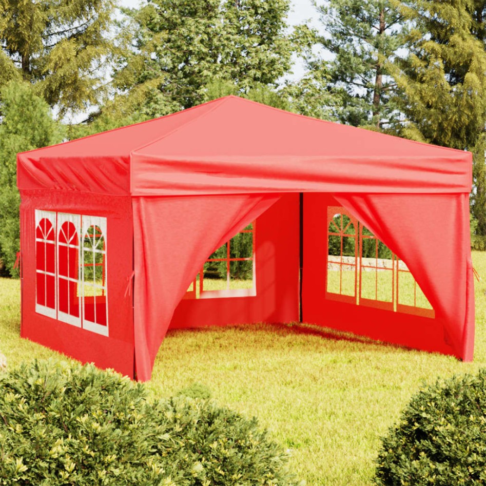 Carpa para fiestas plegable con paredes laterales rojo 3x3