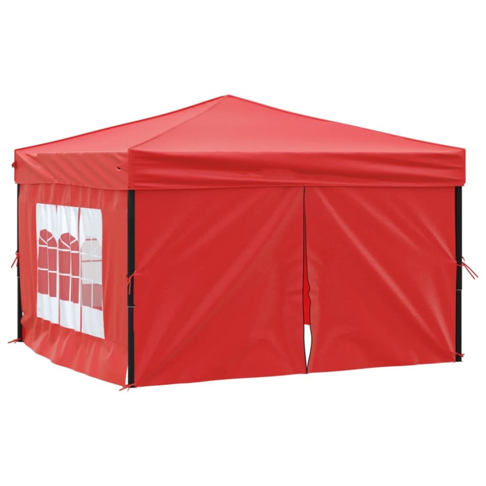 Carpa para fiestas plegable con paredes laterales rojo 3x3