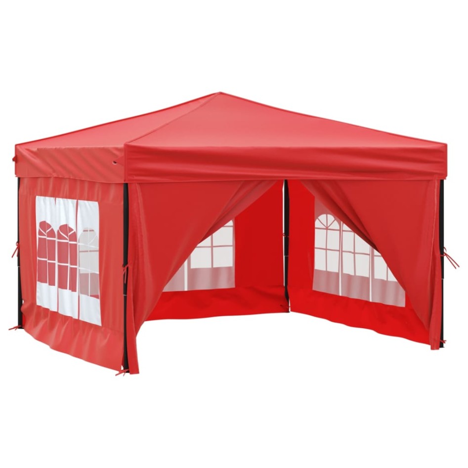 Carpa para fiestas plegable con paredes laterales rojo 3x3