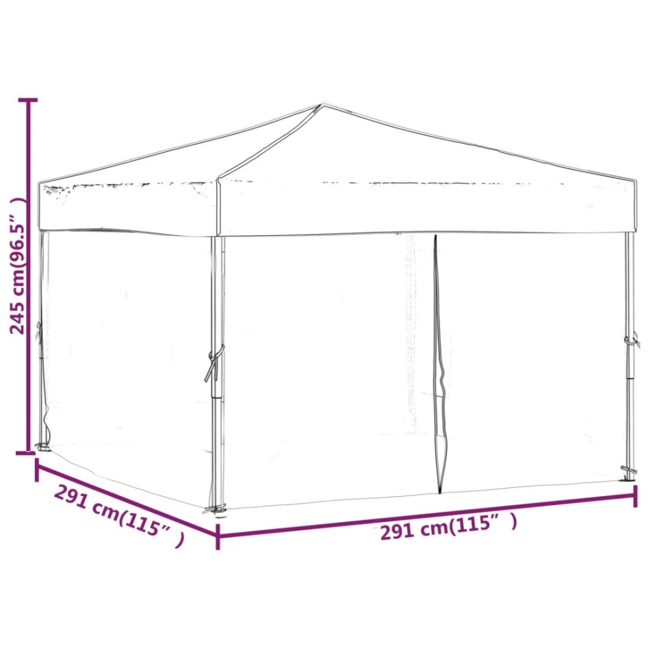 Carpa para fiestas plegable con paredes laterales rojo 3x3