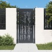 Puerta de jardín acero gris antracita diseño bambú 105x205 cm