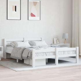 Estructura de cama de madera maciza de pino blanca 140x200