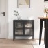 Aparador de vidrio y acero negro 70x35x70