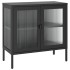 Aparador de vidrio y acero negro 70x35x70