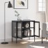 Aparador de vidrio y acero negro 70x35x70