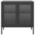 Aparador de vidrio y acero negro 70x35x70
