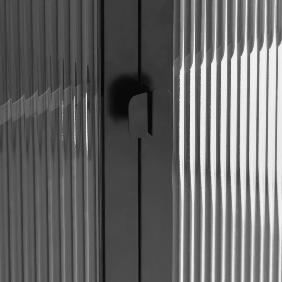 Aparador de vidrio y acero negro 70x35x70