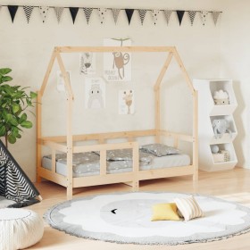 Estructura de cama para niños madera maciza de pino 70x140