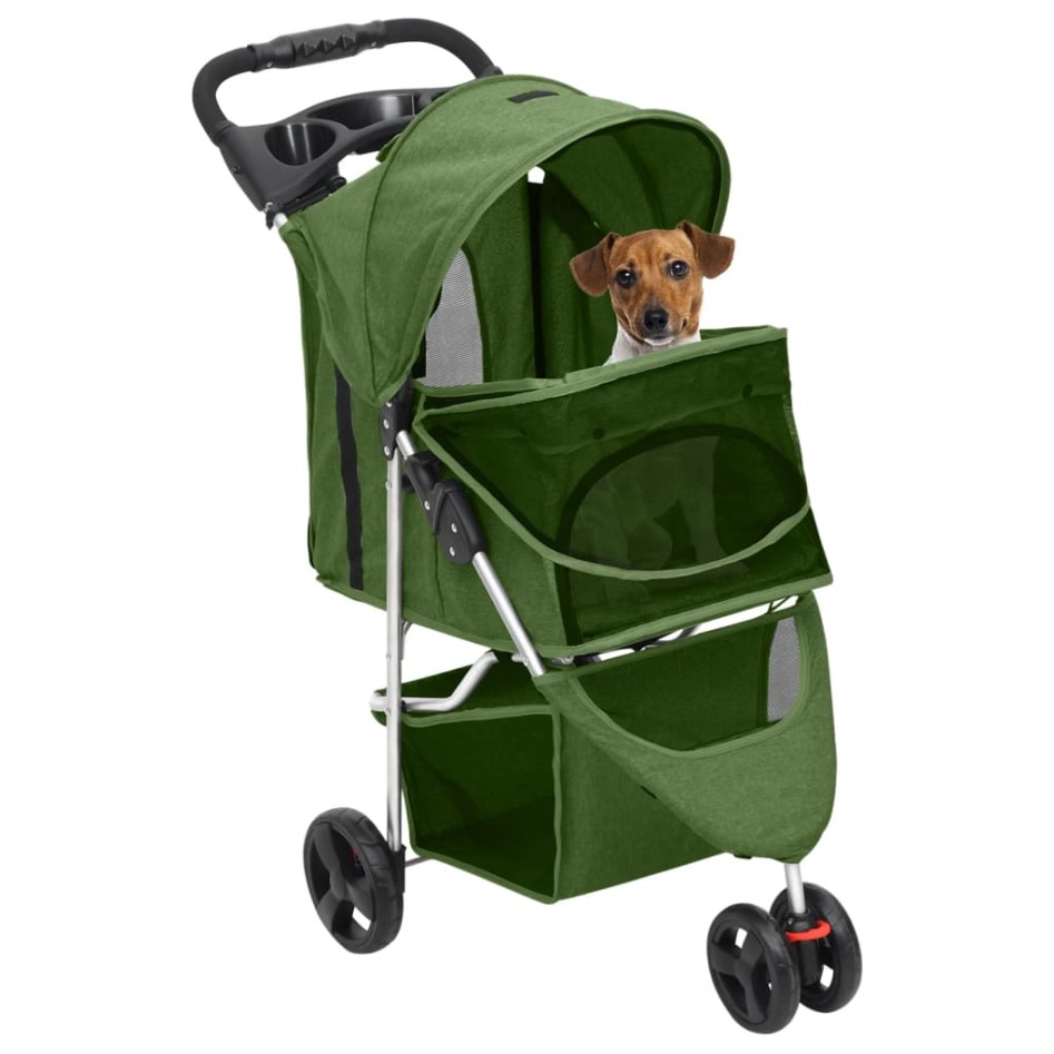 Cochecito para perros plegable tela oxford verde 80x46x98