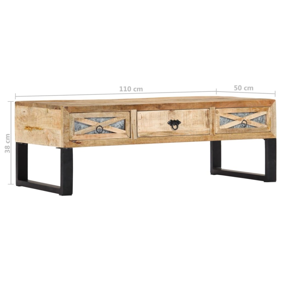 Mesa de centro de madera maciza de mango 110x50x38