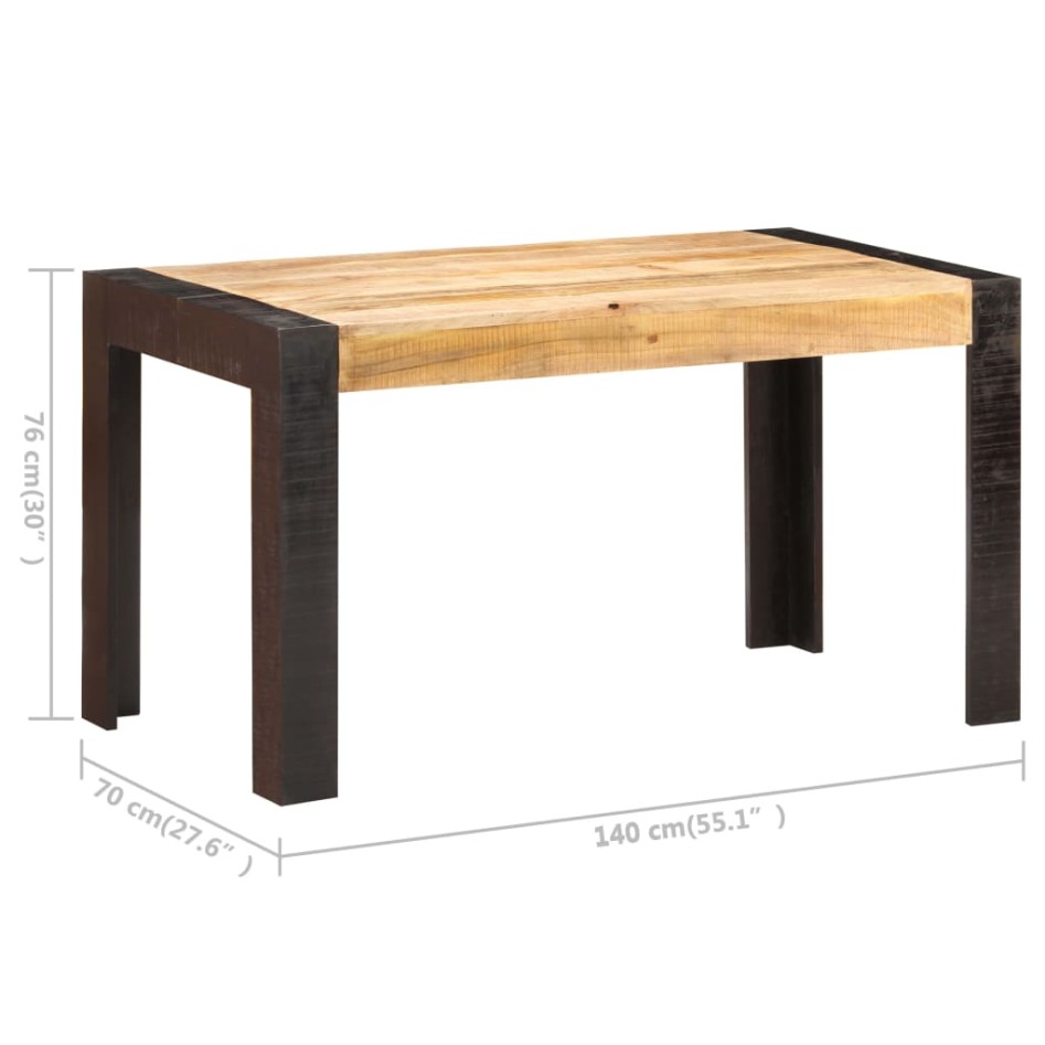 Mesa de comedor madera maciza de mango en bruto 140x70x76
