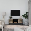 Mueble de TV hierro y madera contrachapada negro 105x30x45 cm