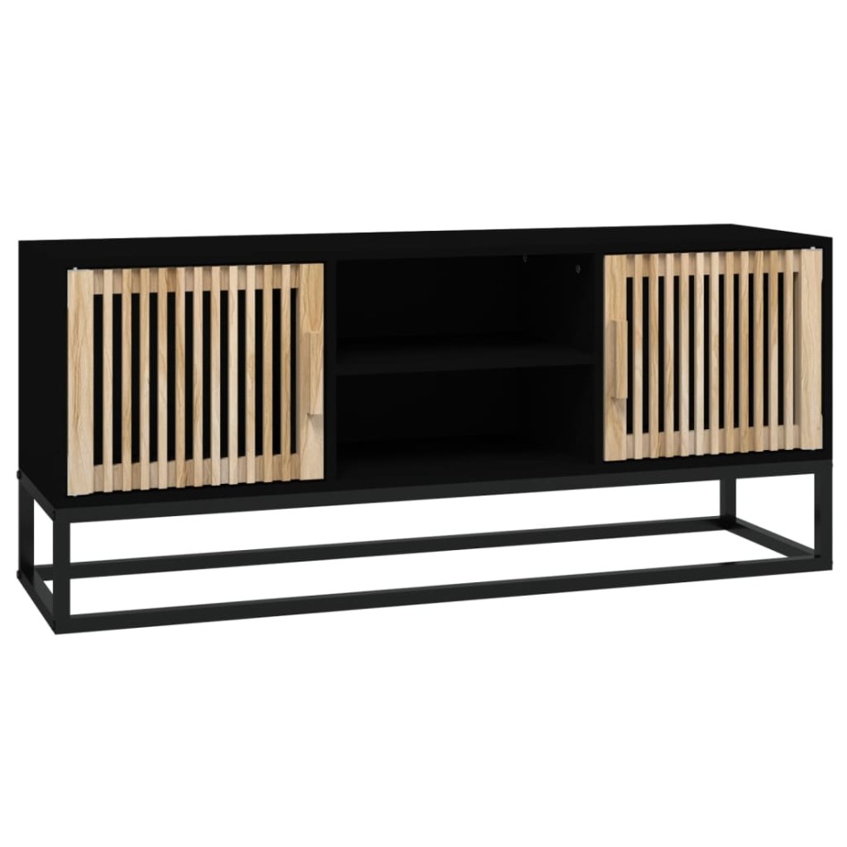 Mueble de TV hierro y madera contrachapada negro 105x30x45