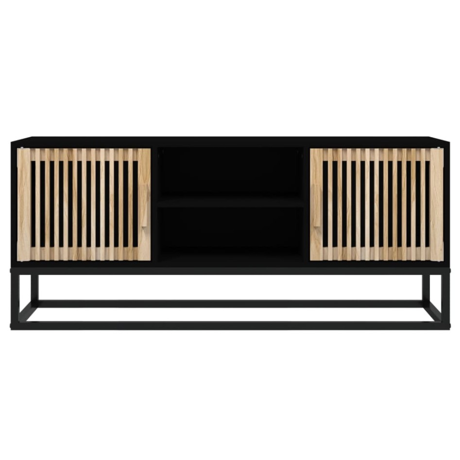Mueble de TV hierro y madera contrachapada negro 105x30x45