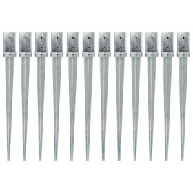 Picas de tierra 12 uds acero galvanizado plateado 8x8x91