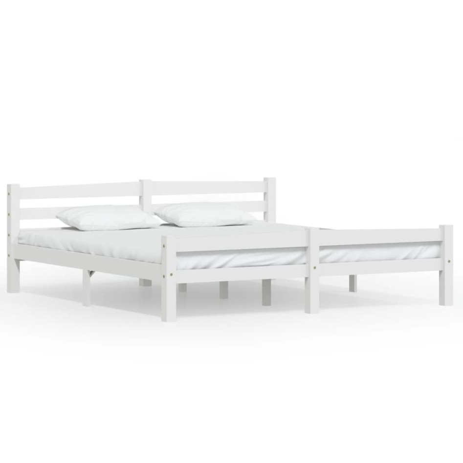 Estructura de cama de madera maciza de pino blanca 180x200