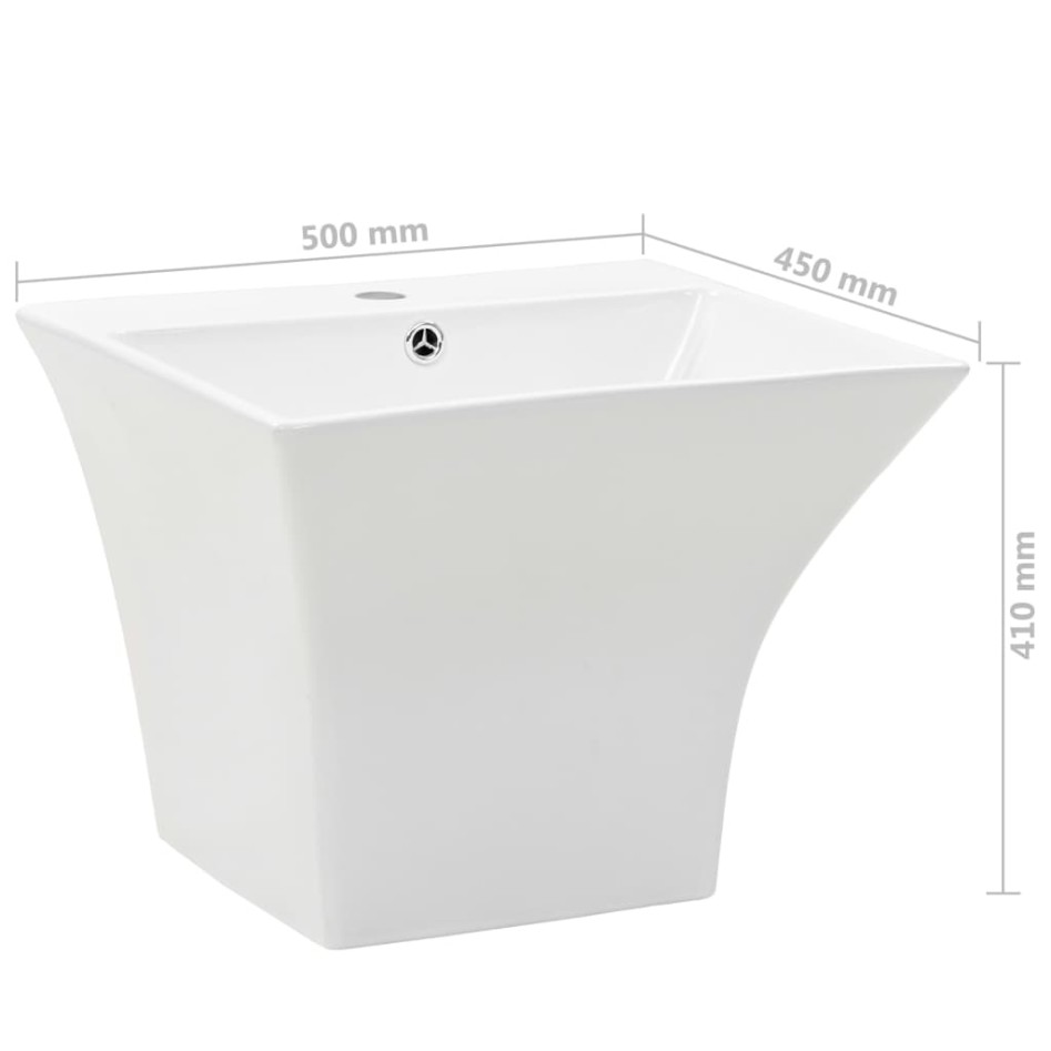 Lavabo de pared de cerámica blanco 500x450x410