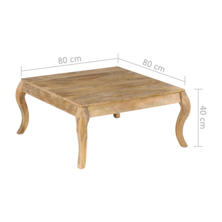 Mesa de centro de madera maciza de mango 80x80x40