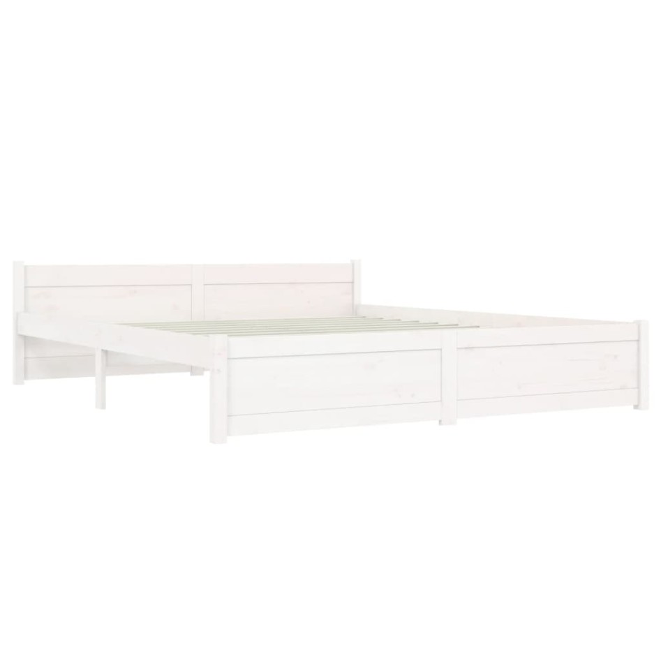 Estructura de cama doble sin colchón madera blanco 150x200