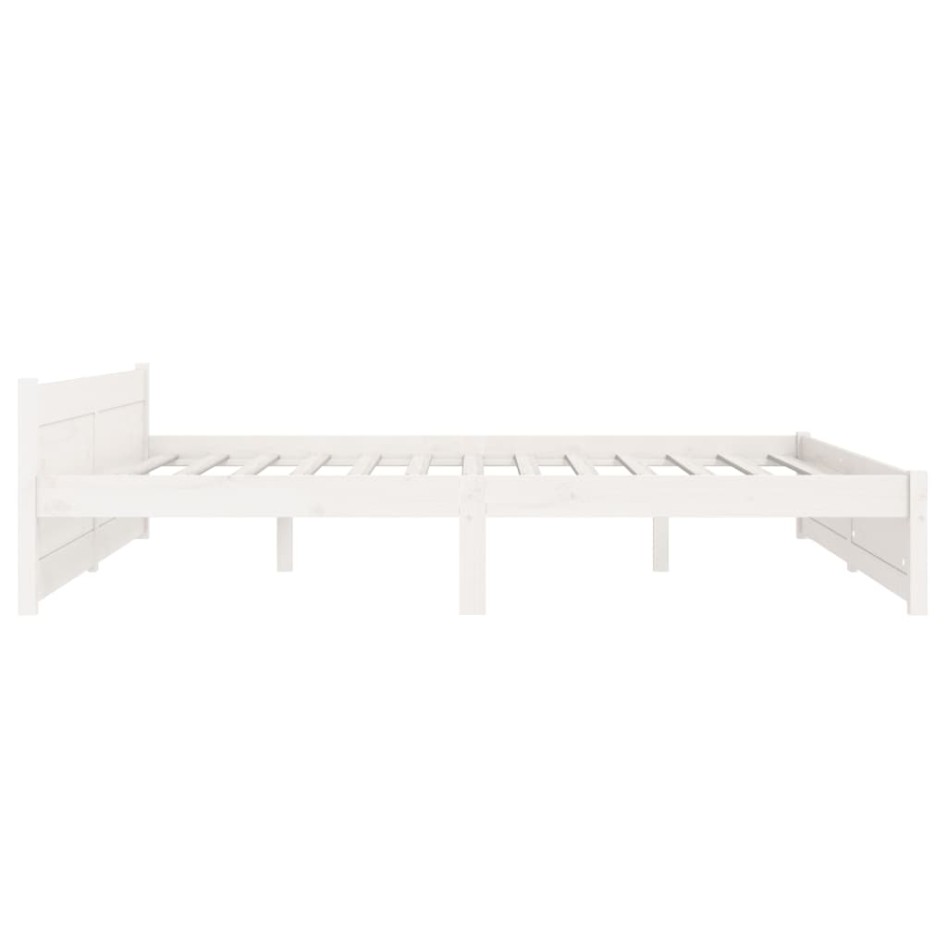 Estructura de cama doble sin colchón madera blanco 150x200